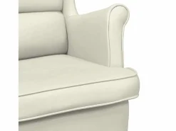 vidaxl Mecedora con respaldo alto de terciopelo y madera maciza Crema