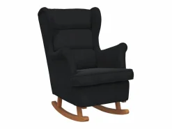 vidaxl Mecedora con respaldo alto de terciopelo y madera maciza Negro Online