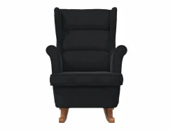 vidaxl Mecedora con respaldo alto de terciopelo y madera maciza Negro Online