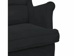 vidaxl Mecedora con respaldo alto de terciopelo y madera maciza Negro Online