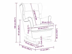 vidaxl Mecedora con respaldo alto de terciopelo y madera maciza Negro Online