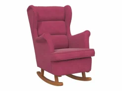 vidaxl Mecedora con respaldo alto de terciopelo y madera maciza Rojo Outlet