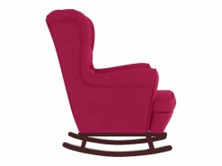 vidaxl Mecedora con respaldo alto de terciopelo y madera maciza Rojo Outlet