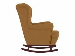 Mecedora con respaldo alto de terciopelo marrón y madera maciza^vidaxl Discount