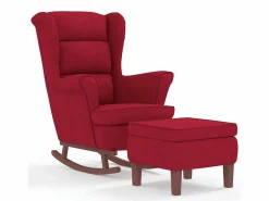 vidaxl Sillón Balancín|Mecedora con respaldo alto de terciopelo y madera maciza