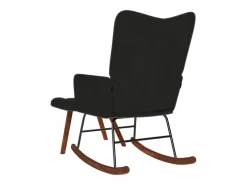 vidaxl Mecedora con taburete de terciopelo Negro Online