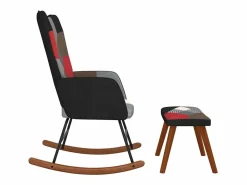 Mecedora con taburete tela patchwork^vidaxl Best