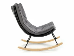 MSO Sillón Balancín|Mecedora de diseño con estructura de metal negro y madera maciza IMAGINE