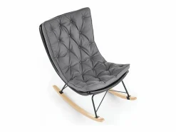 MSO Sillón Balancín|Mecedora de diseño con estructura de metal negro y madera maciza IMAGINE