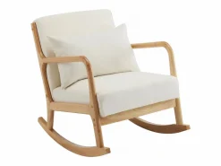Mecedora de estilo escandinavo de tejido de rizo y madera <> - Beis^Habitat et jardin Outlet