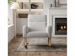 Sillón Balancín|Mecedora de lactancia con bolsillo lateral y reposabrazos, patas de madera, oscuro