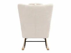 Mecedora de peluche suave con reposacabezas y reposapiés Blanco Clearance