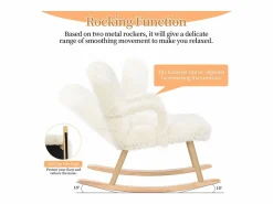 Mecedora de peluche Teddy - Mecedora con reposapiés, patas de madera maciza - cómoda 65x96,5x85cm -^ Clearance