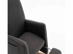 Mecedora de salón, felpa oscuro, Mecedora con reposapiés retráctil y estructura de madera^OKWISH Online
