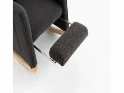 Mecedora de salón, felpa oscuro, Mecedora con reposapiés retráctil y estructura de madera^OKWISH Online