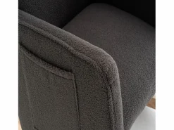 Mecedora de salón, felpa oscuro, Mecedora con reposapiés retráctil y estructura de madera^OKWISH Online