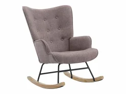 Vente-unique Mecedora de tela jaspeada con patas mecedoras y botones decorativos en el respaldo ELMINA II Topo Best