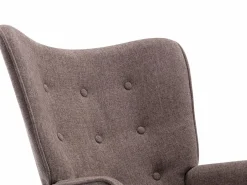 Vente-unique Mecedora de tela jaspeada con patas mecedoras y botones decorativos en el respaldo ELMINA II Topo Best