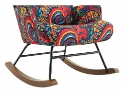 Sillón|Sillón Balancín|Mecedora de terciopelo con estructura de metal y base de madera, ergonómica, cómoda y moderna.