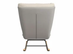 Sillón Balancín|Mecedora ergonómica con cojín beige y estructura gris, diseño moderno en tela/piel sintética.