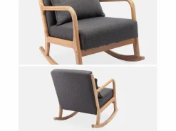 Mecedora estilo escandinavo de madera y tela oscuro^Sweeek New