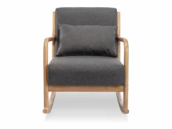 Mecedora estilo escandinavo de madera y tela oscuro^Sweeek New
