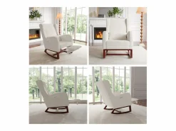 Mecedora, Mecedora - Silla con patas retráctiles - Blanca^