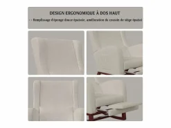 Sillón Balancín|Mecedora, Mecedora con Reposapiés Retráctil, Mecedora de Madera Maciza con Respaldo Alto para Sala de Estar, Dormitorio, Hasta 150 kg -