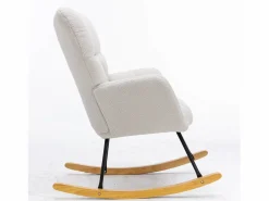 Mecedora moderna de felpa blanca con reposabrazos y respaldo, ideal para salón y dormitorio^OKWISH Sale