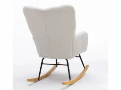 Mecedora moderna de felpa blanca con reposabrazos y respaldo, ideal para salón y dormitorio^OKWISH Sale