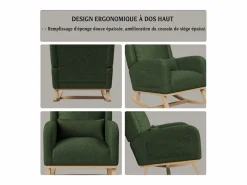 Mecedora moderna en tela de peluche con asiento acolchado de espuma y estructura de madera^ Sale