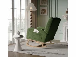 Mecedora moderna en tela de peluche con asiento acolchado de espuma y estructura de madera^ Sale