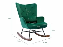 Mecedora moderna tapizada en terciopelo para sala de estar, con respaldo alto y patas de madera, color oscuro Verde Hot