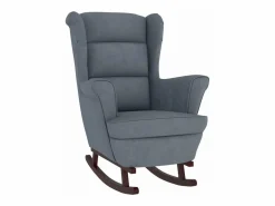 vidaxl Sillón Balancín|Mecedora orejera de terciopelo oscuro y madera maciza