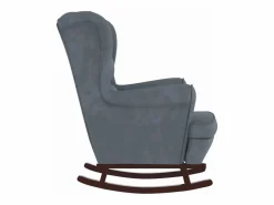 vidaxl Sillón Balancín|Mecedora orejera de terciopelo oscuro y madera maciza
