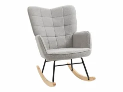 Hauss Spole Mecedora, silla mecedora, estructura de acero y patas de madera, color Gris claro Discount