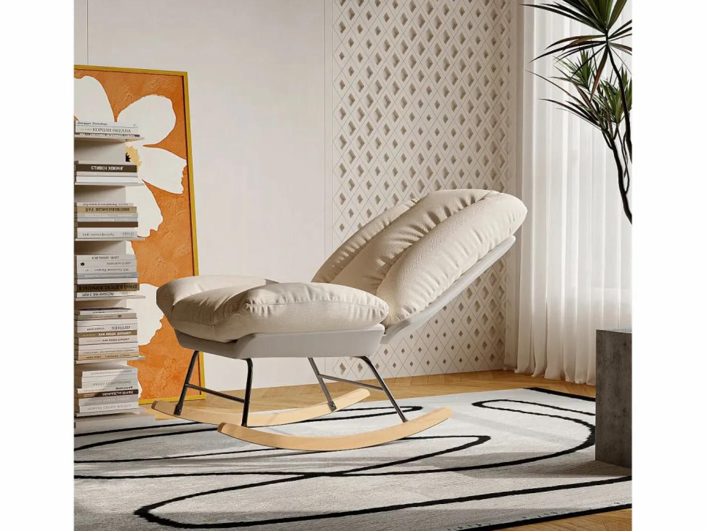 Sillón Balancín|Mecedora tapizada con respaldo ajustable para sala de estar y dormitorio