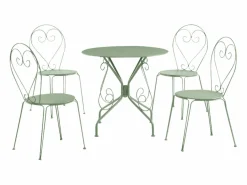 MYLIA Comedores De Jardín|Mesa + 4 sillas jardín metal hierro forjado - GUERMANTES