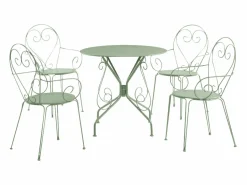 MYLIA Comedores De Jardín|Mesa + 4sillones jardín metal hierro forjado - GUERMANTES