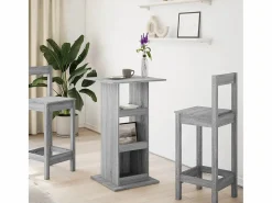 Clicnbuy Mesa alta bar con almacenaje madera Sonoma 60x60x102 cm Gris Discount