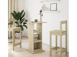 Mesa alta bar con almacenaje madera roble Sonoma 60x60x102 cm^Clicnbuy Online