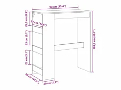 Mesa alta bar con estantes roble ahumado 90x40x103,5 cm^Clicnbuy Discount