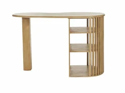 Miliboo Mesa alta con almacenaje de madera maciza de mango 90 cm LOBIO Beige Clearance