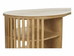 Miliboo Mesa alta con almacenaje de madera maciza de mango 90 cm LOBIO Beige Clearance