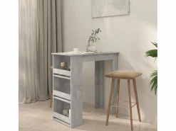 Mesa alta con estante almacenaje hormigón 102x50x103,5 cm^Clicnbuy Outlet