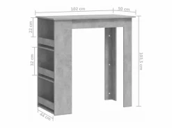 Mesa alta con estante almacenaje hormigón 102x50x103,5 cm^Clicnbuy Outlet