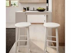 MB Muebles Bonitos Mesa alta con taburetes para Cocina Comedor en 110x50x103cm Kyra Blanco