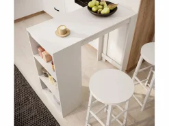 MB Muebles Bonitos Mesa alta con taburetes para Cocina Comedor en 110x50x103cm Kyra Blanco