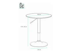 Kayelles Mesa Alta|Mesa Alta de Bar Ø60 cm – Altura Regulable y Giratoria – Diseño Moderno SETI (-i)