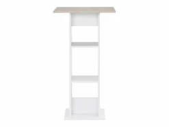Clicnbuy Mesa alta de bar y gris hormigón 60x60x110 cm Blanco Hot